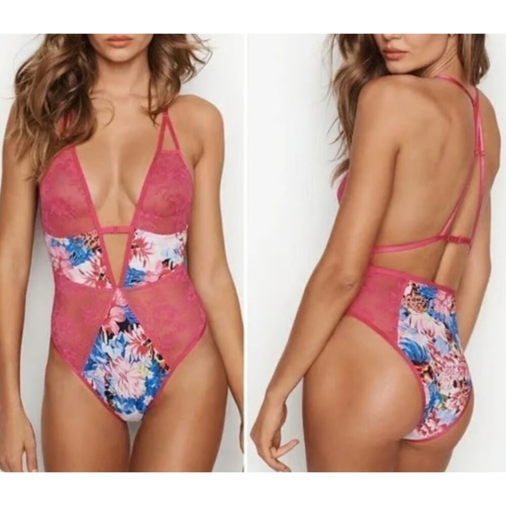 Victoria's Secret X Mary Katrantzou teddy bright pink floral collaboration XS